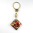 Murano Glass Keyring Jewelry - Square L Red/Gold Style2