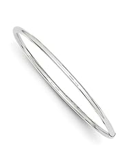 14k White Gold 3mm Polished Round Tube Slip On Bangle. Metal Wt- 3g