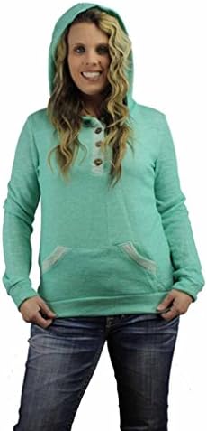 The Texas Cowgirl Women's French Terry Hoodie Pullover Small Mint Green