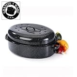 Cocotte à enfourner acier émaillé 33 cm noir - roaster graniteware Ceranit : loriginale !