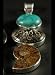 Large Sterling Silver, Turquoise and Polished Ammonite Fossil Necklace