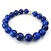 KONOV 10-12mm Natural Energy Stone Beads Gemstone Mens Womens Bracelet, Buddha Mala, Blue Silver