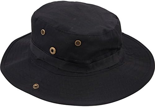 Men's Tactical Outdoor Activties Fishing Camouflage Military Boonie Hat Net Cap (Black)