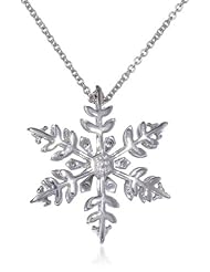 Sterling Silver Snowflake Pendant Necklace (1/6 cttw, I-J Color, I3 Clarity), 18"
