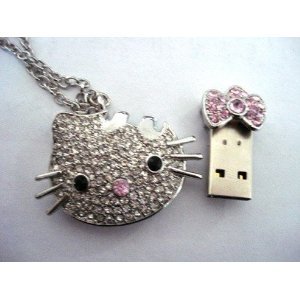 Flash  Memory Jewelry Keychain Quality Drive Mickey Mouse Jewelry Kitty Crystal Shape