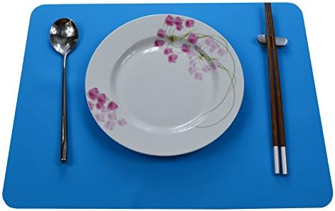 15.7"x11.8" New Silicone Solid Color Placemats,Set of 4 (Blue)