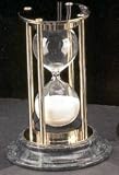 Executive Hour Glass Sand Timer Brass and Green Marble Base - 15 Minute