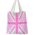 Cotton Fashion Shopper Bag Flag Design Pink & White