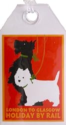 Durable Luggage Tag London to Glasgow Scottie Dogs