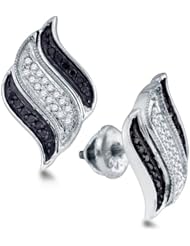 0.25 cttw. Black Diamond Micro Pave Earring 10K White Gold