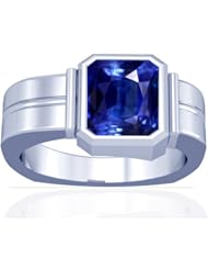 Platinum Emerald Cut Blue Sapphire Solitaire Ring