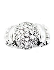 Pave Diamond Ball Ring in 14K White Gold