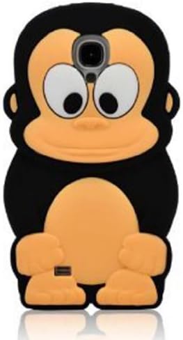 FJX New Cute 3D Cartoon Monkey Soft Silicone Case for Samsung Galaxy S4 I9500 (Black)