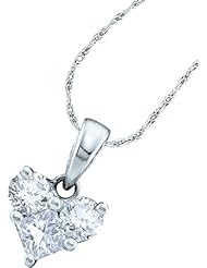 0.52CTW ROUND PRINCESS DIAMOND LADIES HEART PENDANT 14K White-gold Real Charm Pendant
