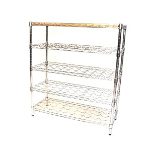 Seville Classics 96-Bottle Steel Wine Rack with Bamboo Serving Shelf by Seville Classics