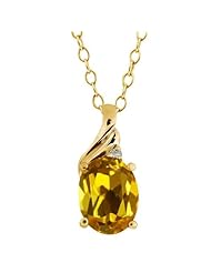 1.16 Ct Oval Yellow Citrine and Topaz Yellow Gold Plated Silver Pendant