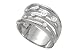 14K White Gold Hand-Crafted Matte-Finish Designer Ring, Enhanced with Scattered Bezel Set Diamonds.