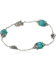 Judith Jack "Paradise" Marcasite Turquoise Crystal Bead Line Bracelet, 7.25"