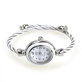 Stylish Grey and White Women Girls Ladies Rope Bracelet Watch Wirst Watch
