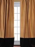 Thai Silk Velvet Banded Curtains Brown Gold & Espresso