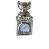 Christening Gifts. Silverplated Teddy Bear Miniature Clock