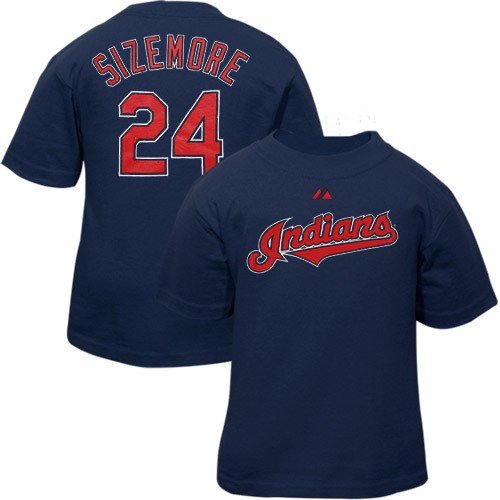 MLB Infant/Toddler Boys' Cleveland Indians Grady Sizemore Pullover Tee with Name & Number (Navy, 3T)