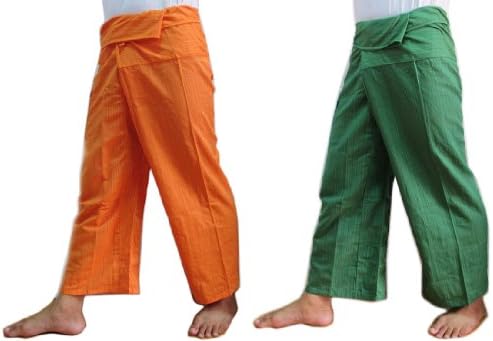 Best Seller "THAISMILE" (DOUBLE) 2 x Striped Thai Fisherman Wrap Pants Trousers