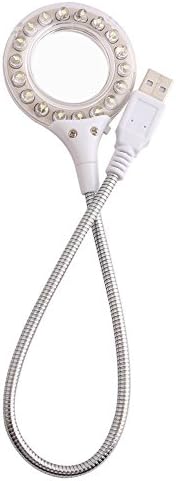 Coolbest Black Mini USB LED Portable Stepless Dimmable Switch Control Reading Light Desk Lamp with Magnifying Glass for PC and Laptop Computer (White with magnifying glass)