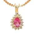 14K Yellow Gold Pink Sapphire and Diamond Pendant