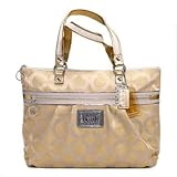 Coach Signature Op Art Poppy Glam Shoulder Bag Purse Tote 15865 Gold Reviews