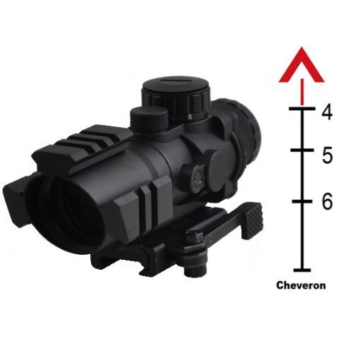 Sniper Compact CQB 4x32 Scope with Top Picatinny Rails, QD Lever, Chevron Reticle, Red Green Blue Illumination On Sale
