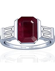 Platinum Emerald Cut Ruby Fana Designer Ring