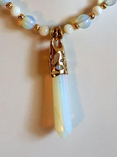 Beaded Shi Shi Necklace/08 Bezel Set Opalite Sword