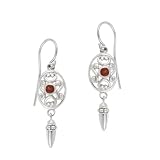 Sterling Silver January Birthstone Oval Celtic w/ Genuine Garnet Center Drop Earrings