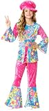 Girls Flower Power Hippie Costume - Child Large