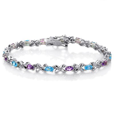 Childrens Toyshop  Jewelry : Sterling Silver Blue Topaz & Amethyst Bracelet - 7"