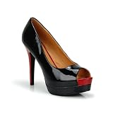 Peep Toe Platform High Heel Stiletto Pump Black Red