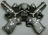 Double Gun with Skull Rhinestone Belt Buckle
