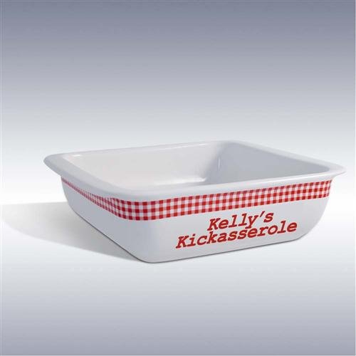 Personalized Red Gingham Kickasserole Dish