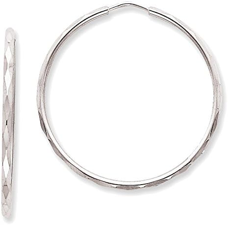925 Sterling Silver Diamond-Cut Round Hoop Earrings - 36mm