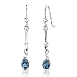 Buy 1.50 Ct.T.W. Genuine Pear Shape London Blue Topaz in Pure Sterling Silver Earrings by Peora