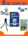 High-Speed 8GB SDHC Class 6 Memory Card and FREE Kit. FREE Digital Camera Kit includes: SD/SDHC USB 2.0 card reader, 5-piece cleaning kit, LCD screen protectors and a mini tripod.