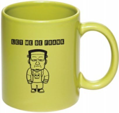 Funny Coffee &amp; Tea Mug - 11oz Capacity - Humorous "Let Me Be Frank" Frankenstein Halloween Lime Green Mug