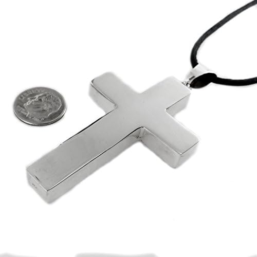 Sterling Silver Light and Large Cross Pendant Necklace, 18"