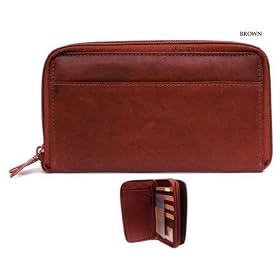 Brown Page Genuine Leather Wallet Bag Purse Handbag
