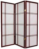 Review Oriental Furniture  / Small Size Low Height - Short Cross Hatch Shoji Screen Room Divider - 3 Panel Rosewood