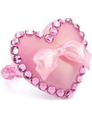 Tarina Tarantino "Classic" Pink Lucite Heart Stretch Ring, Size 6.5
