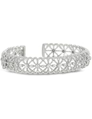 Judith Ripka "Lace" Sterling Silver and White Sapphire Cuff Bracelet, 6.9"