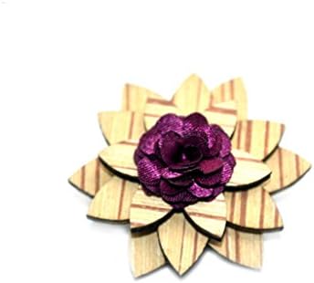 AlinaFashionExpress Men's Wooden Lotus Flower Lapel Pin Purple