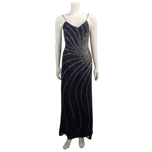 Formal Evening Gown. Beaded Dress for Prom - Party - Homecoming by Sean Collection (8320) Navy Sl
